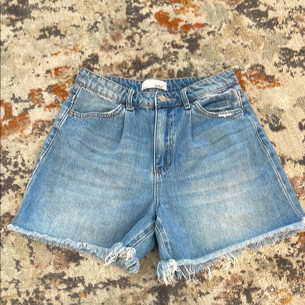 Vervet Blue Jean Shorts with Frayed Hem and High Rise Sz. M